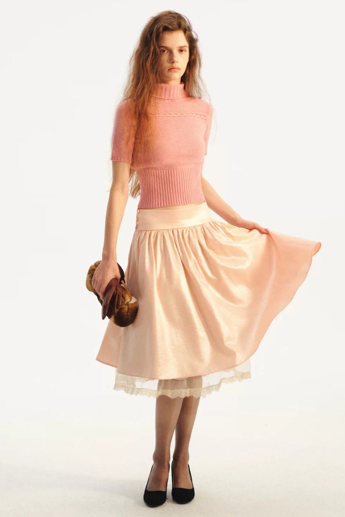 Wool Cable Knit Turtleneck Top
