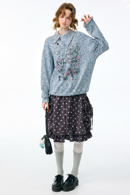 Slant Neck Jacquard Sweater