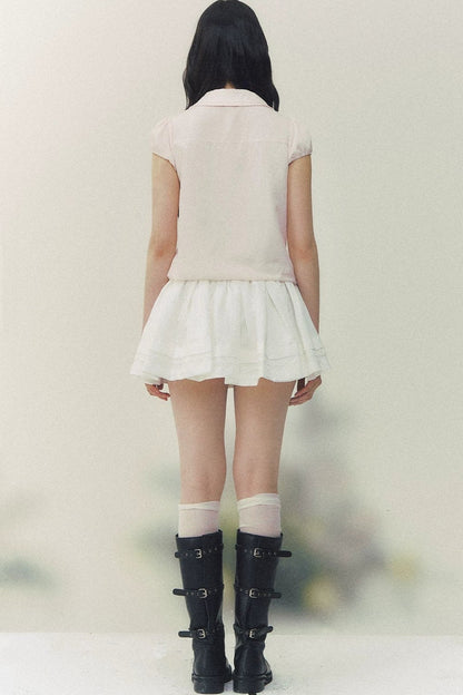Retro Slimming Short Sleeve Blouse
