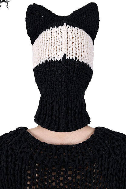 Cat Ear Striped Knitted Balaclava