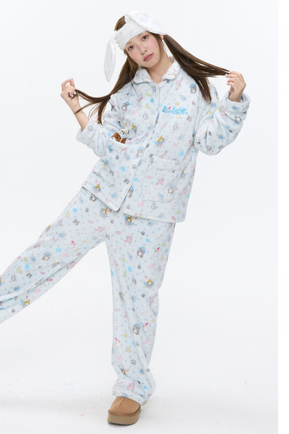 Octopus Print Flannel Pajama Set