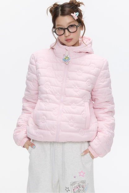 Strawberry Swirl Quilted Hooded Jacket