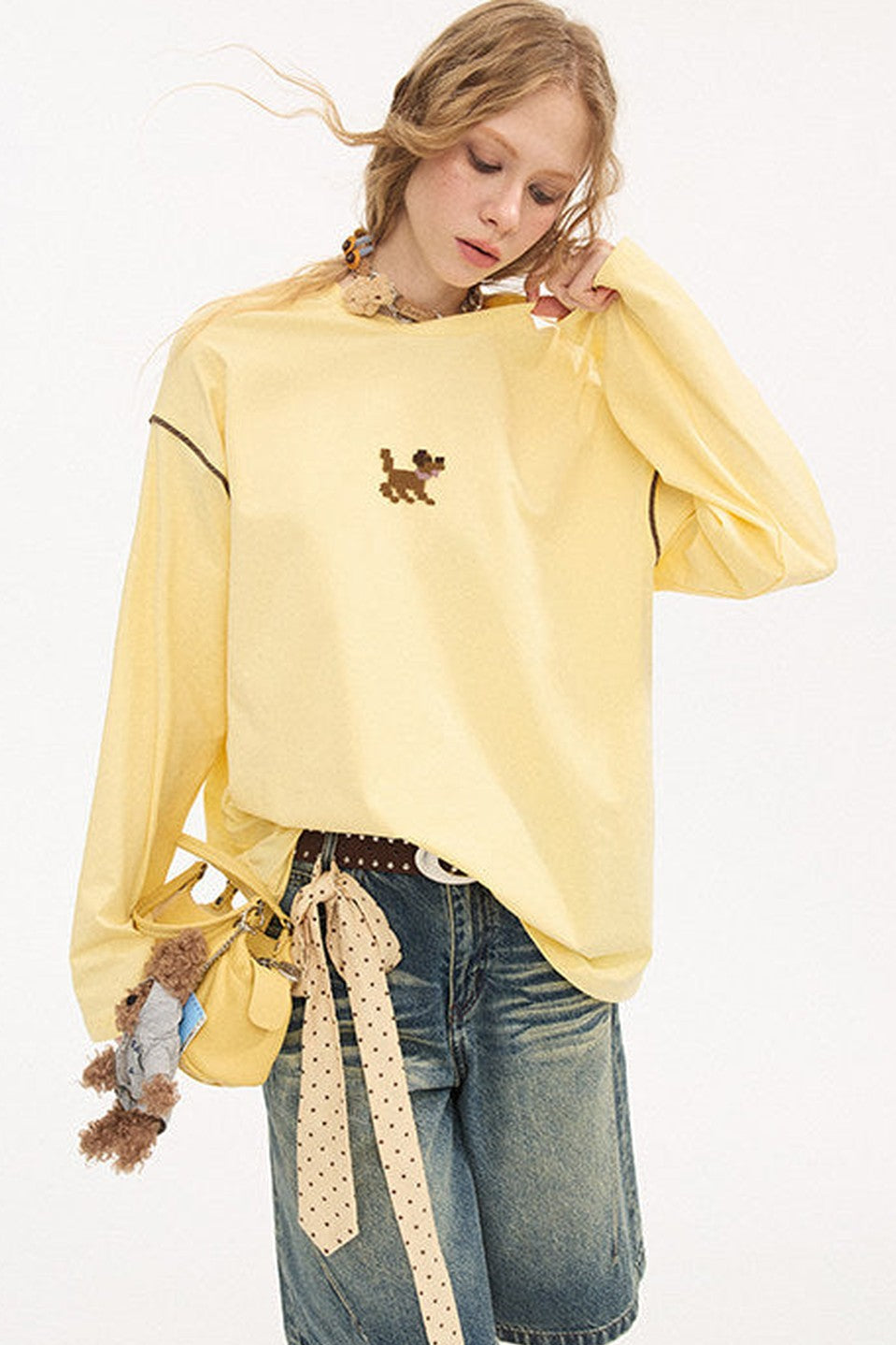 Cartoon Puppy Embroidery T-Shirt