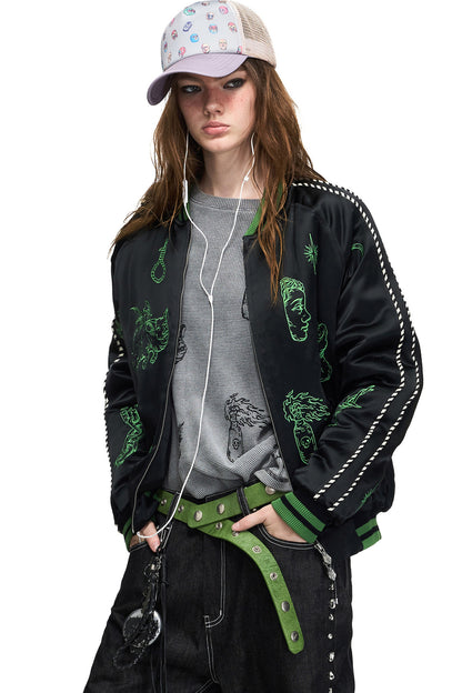 Street Style Vintage Portrait Print Jacket