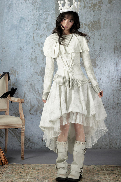 Asymmetrical Lapel Long-Sleeve Striped Patchwork Top