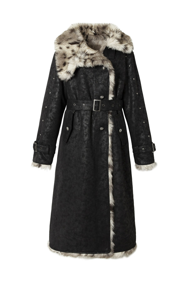 Reversible Suede Leopard Fur Coat
