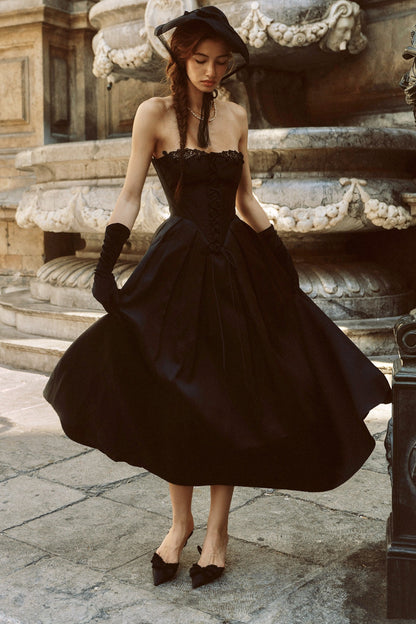 Satin Strapless Fishbone Princess Dress