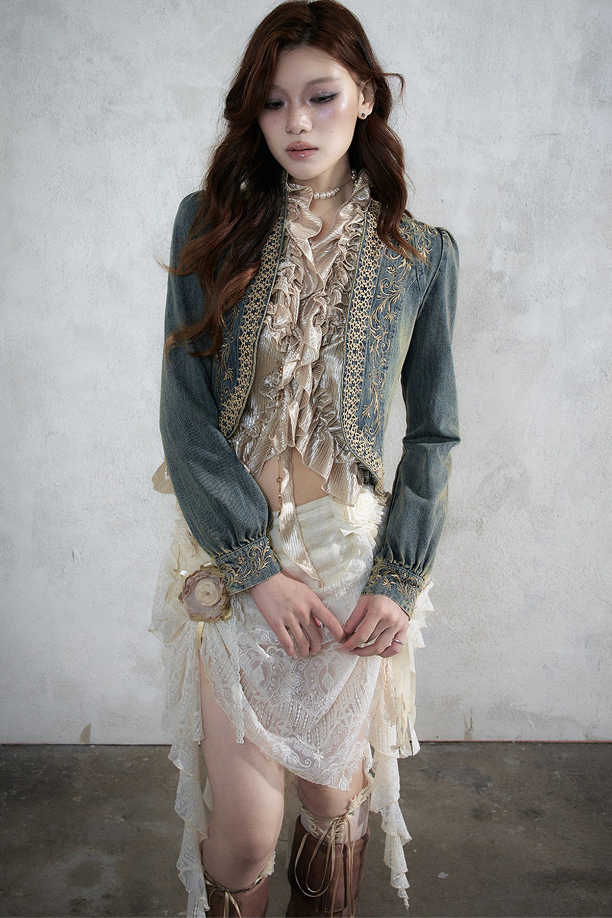 Distressed Embroidered Denim Jacket