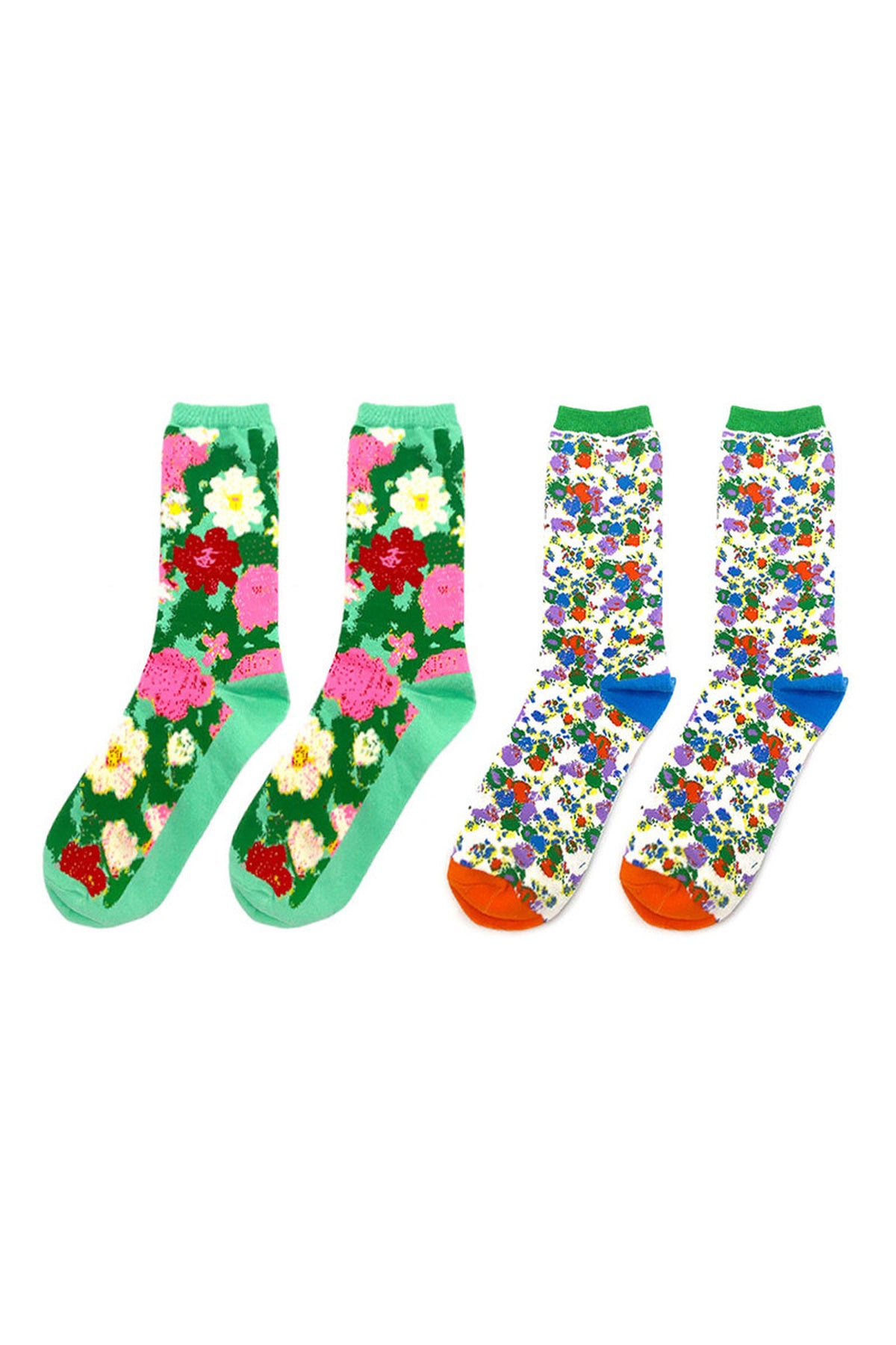 Pixel Floral Cotton Socks