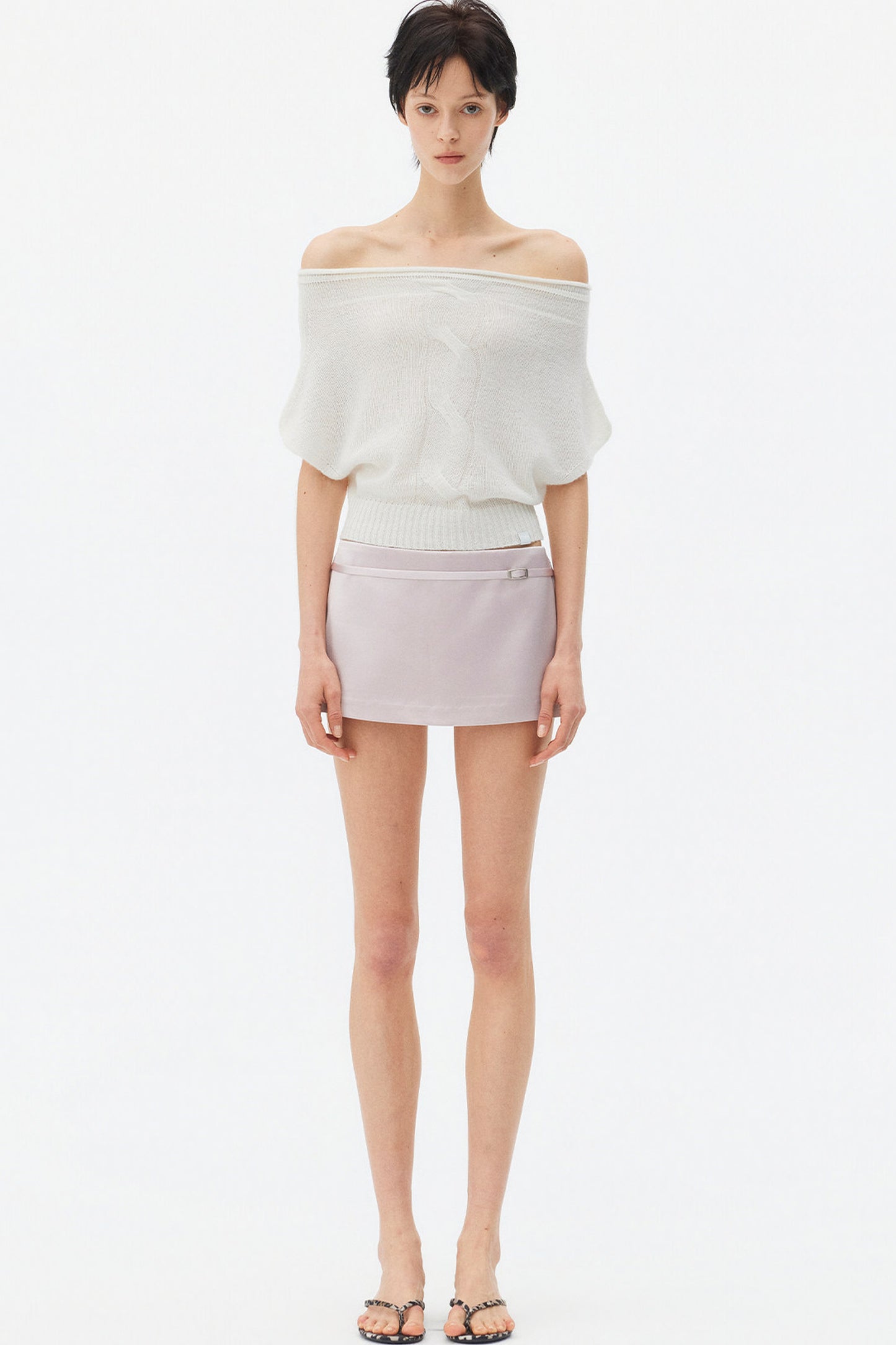 Satin Metallic Lace-Up Skirt
