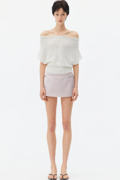 Satin Metallic Lace-Up Skirt