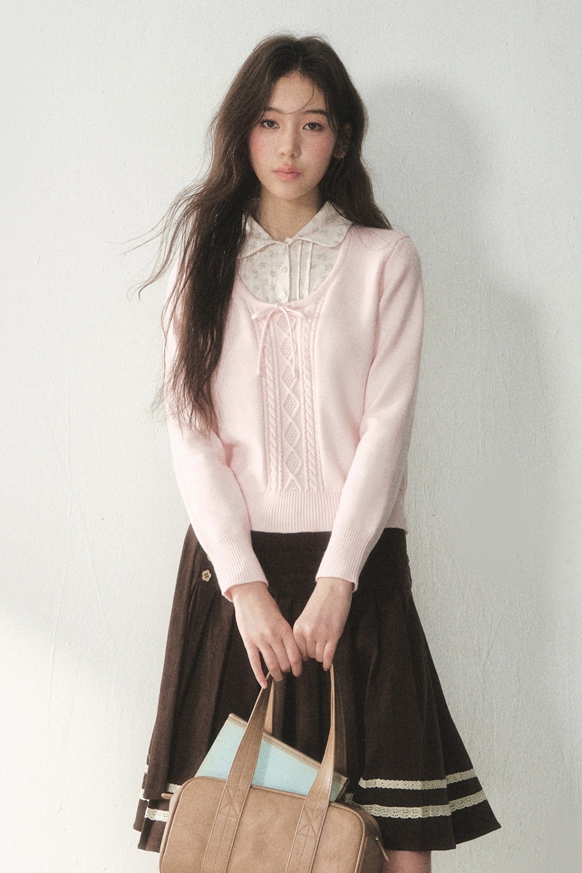 Floral Collar Tie Sweater