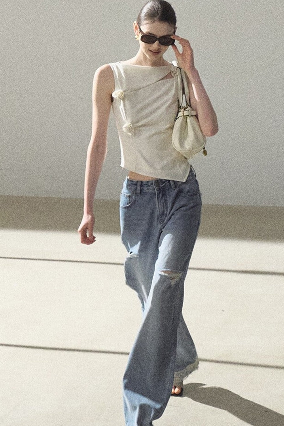 One-Shoulder Lyocell Wool Camisole