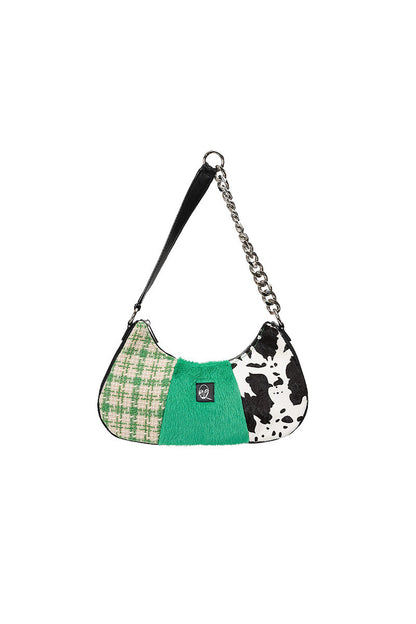 Genuine Leather Color-Block Bag