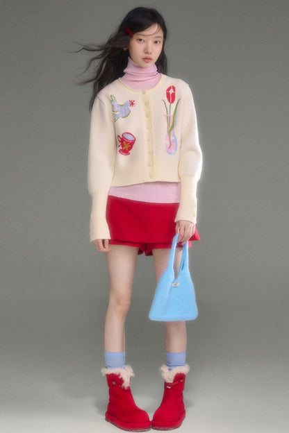Red Berry A-Line Layered-Look Skirt