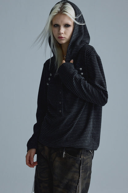 Black Gray Stripe Hoodie