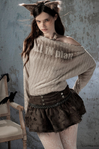 Asymmetrical Off-Shoulder Plush Long Sleeve Top