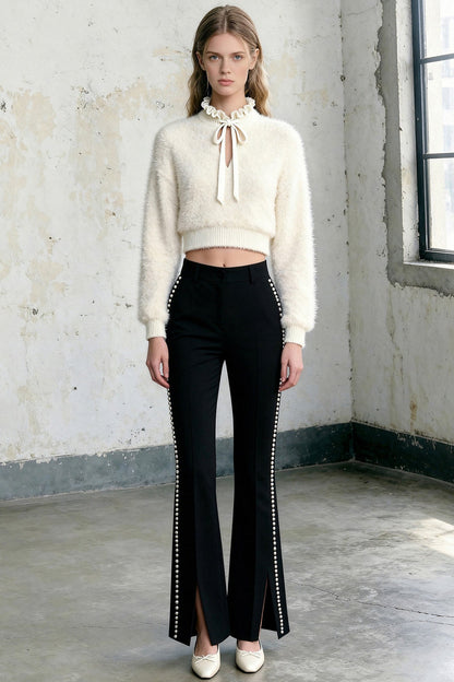 Pearl Lantern Sleeve Sweater and Pants Set-Up