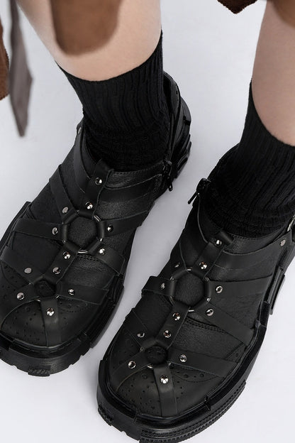 Gothic Metal Buckle Platform Shoes