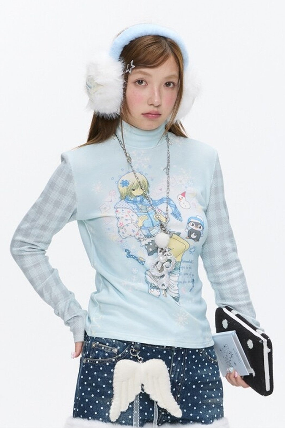 Octopus Grass Half-Turtleneck Top