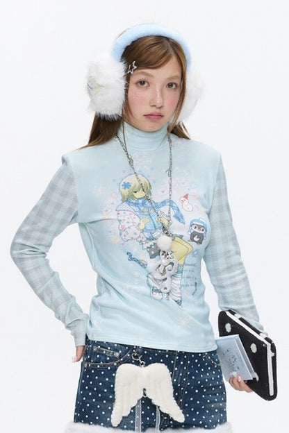 Octopus Grass Half-Turtleneck Top