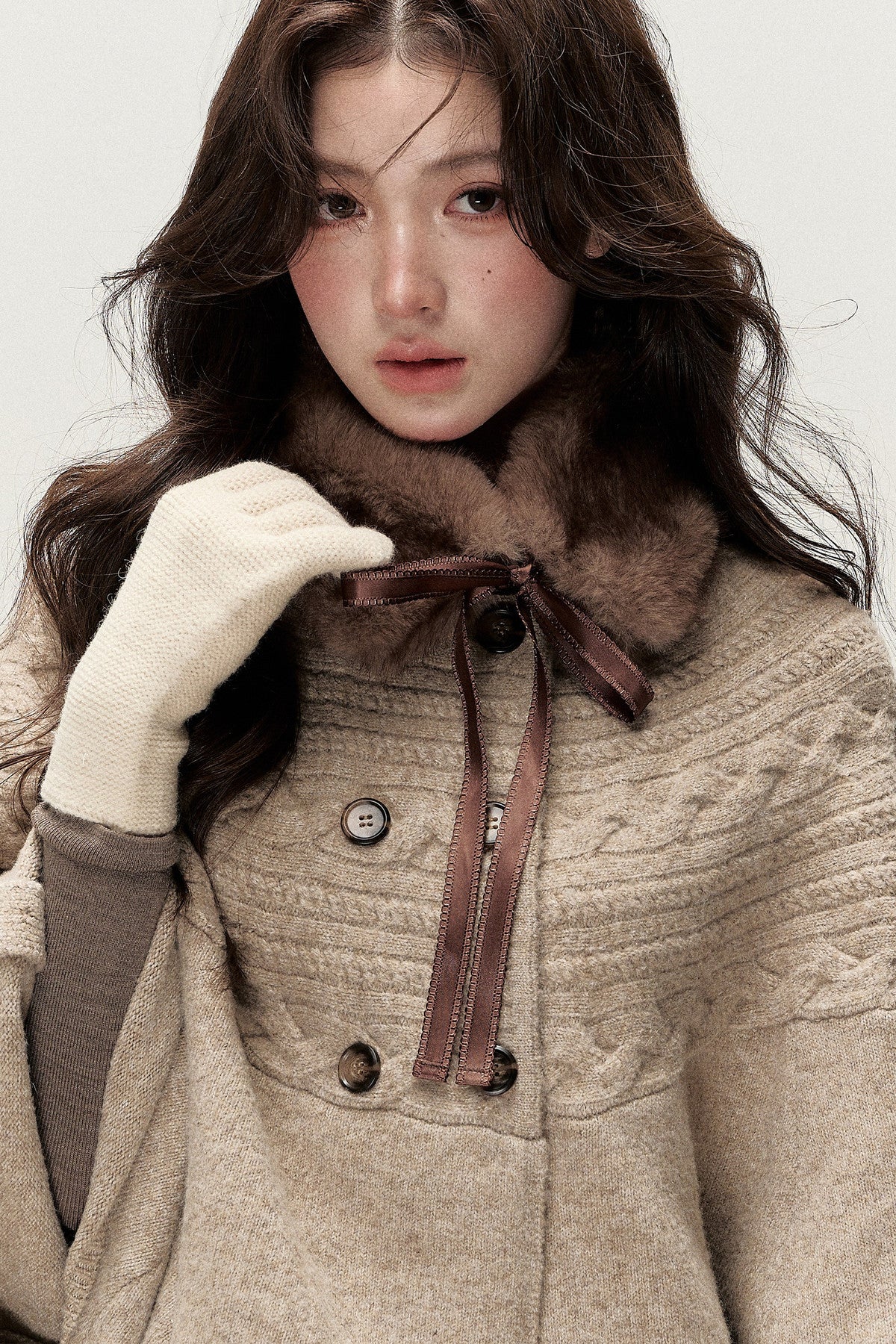 Retro Girl Bow Eco-Friendly Fur Collar