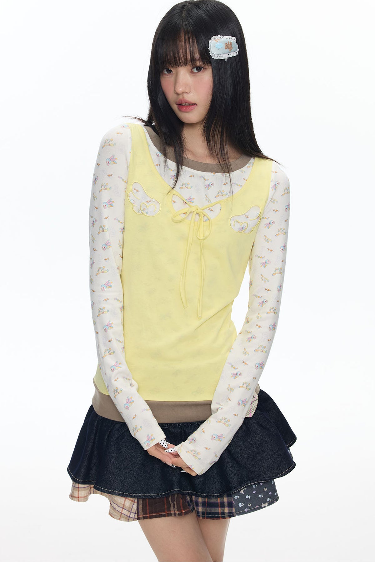 Embroidery Layered-Look Top