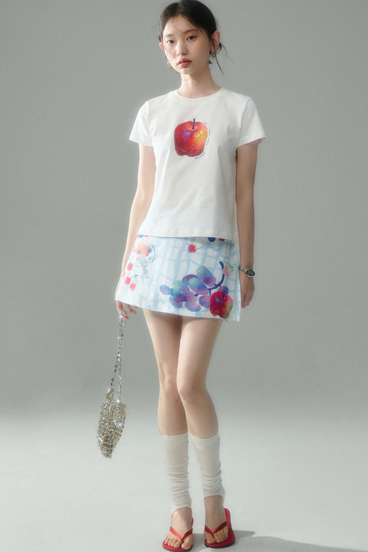 Fruit Print Halter Top and Skirt Set-Up