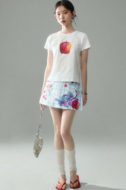 Fruit Print Halter Top and Skirt Set-Up