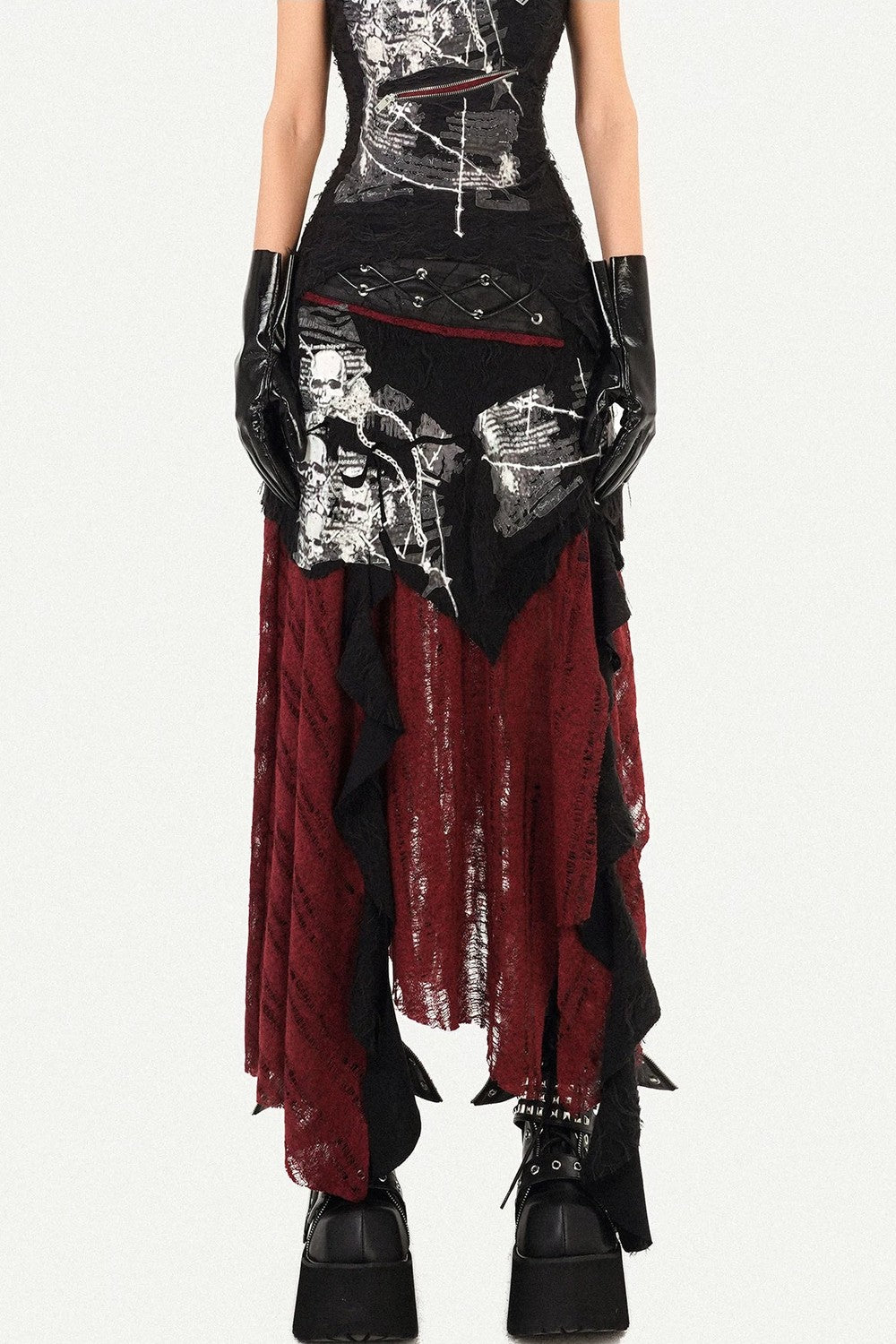 Dark A-Line Color-Block Skirt