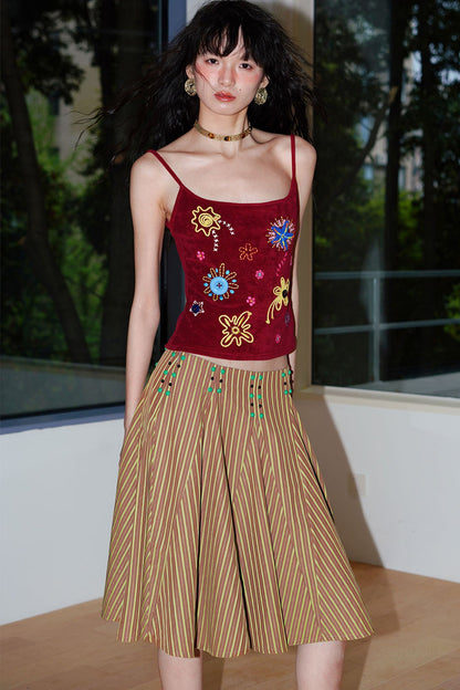 Colorful Rope Embroidery Camisole