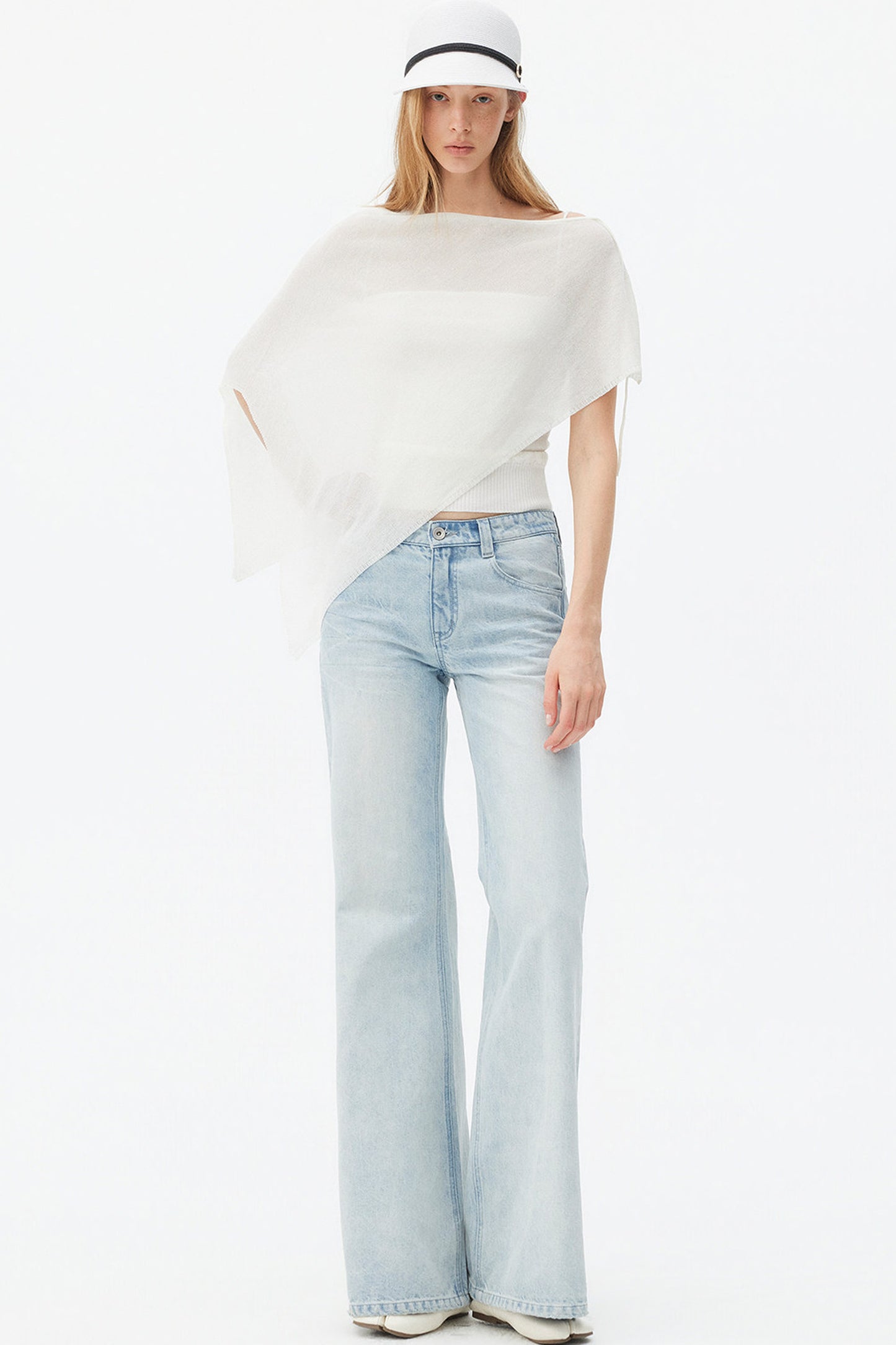 Light Blue Wide-Leg Denim Pants