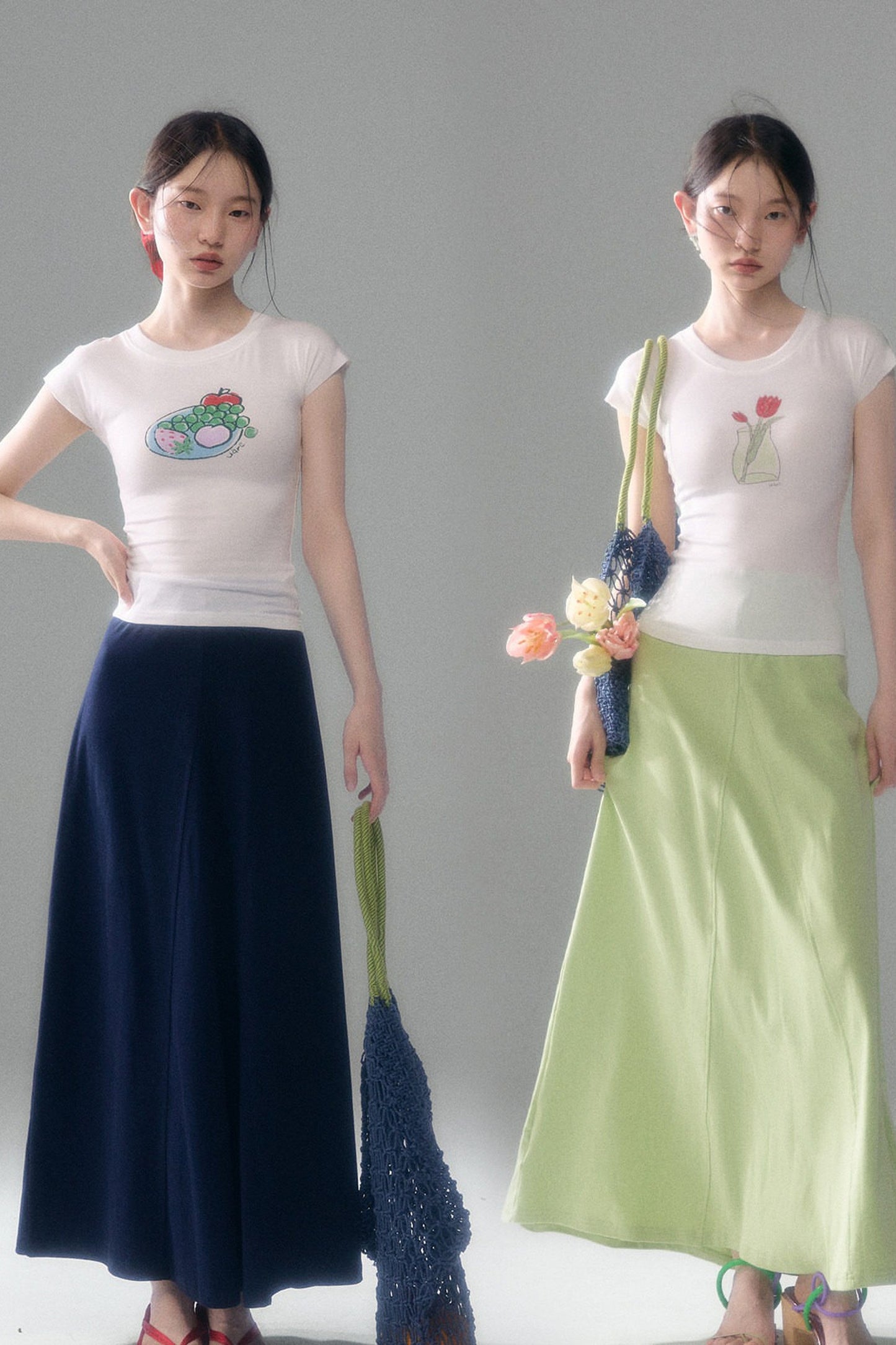 Cotton Blend A-Line Skirt