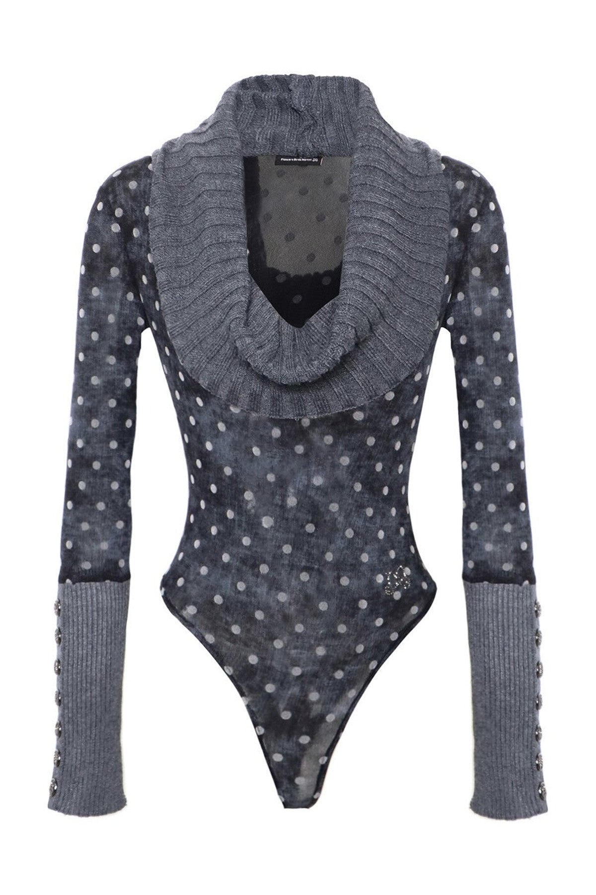Blue Polka Dot Wool Knit Bodysuit
