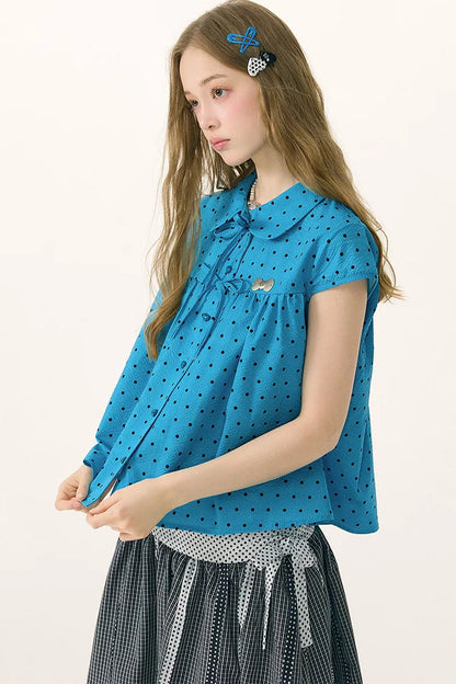 Doll Collar Polka Dot Blouse