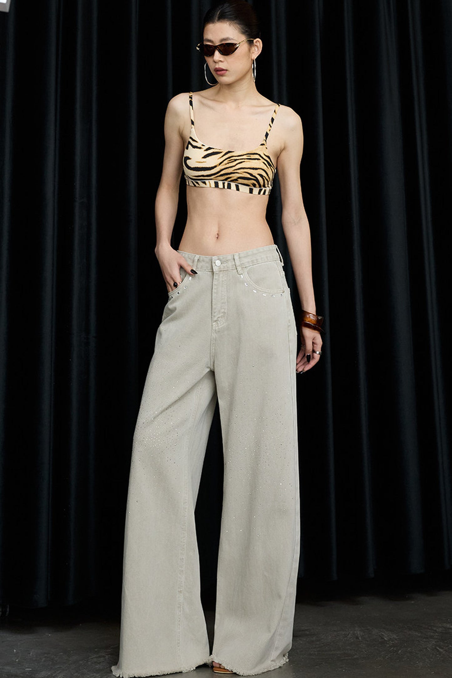 Desert Star Rhinestone Wide-Leg Jeans
