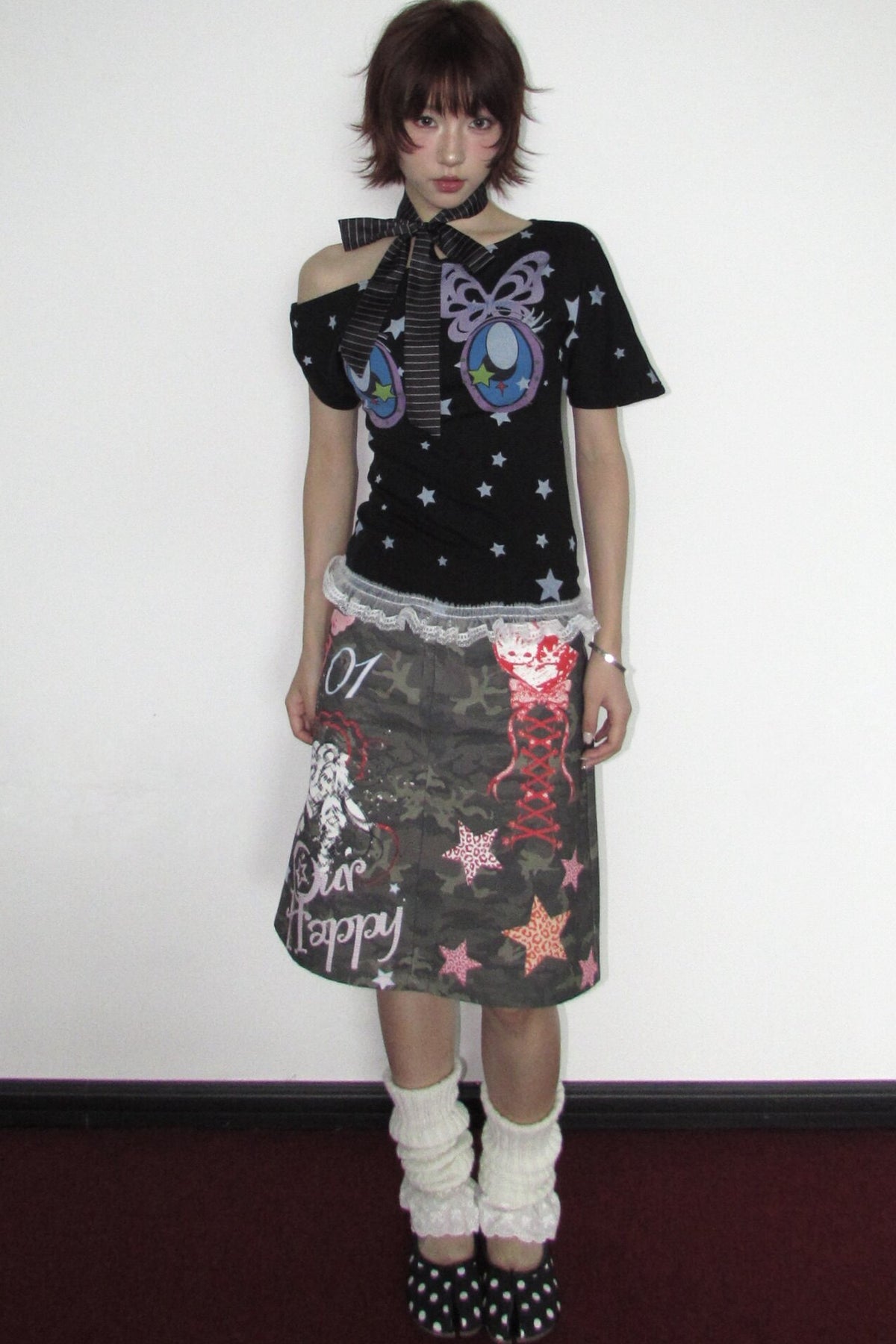 Graffiti Camouflage Midi Skirt