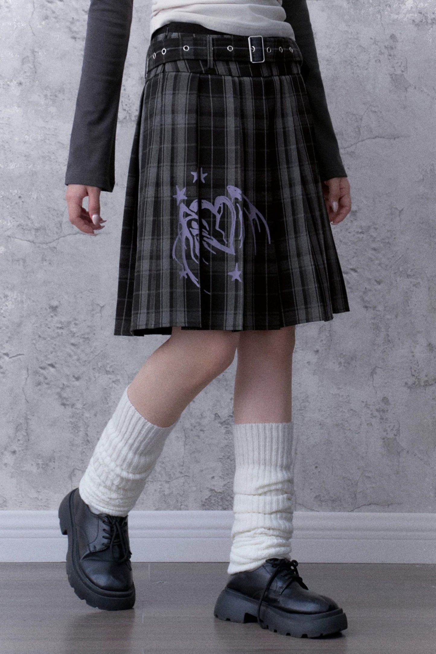 Graffiti Double Waist Pleated Skirt