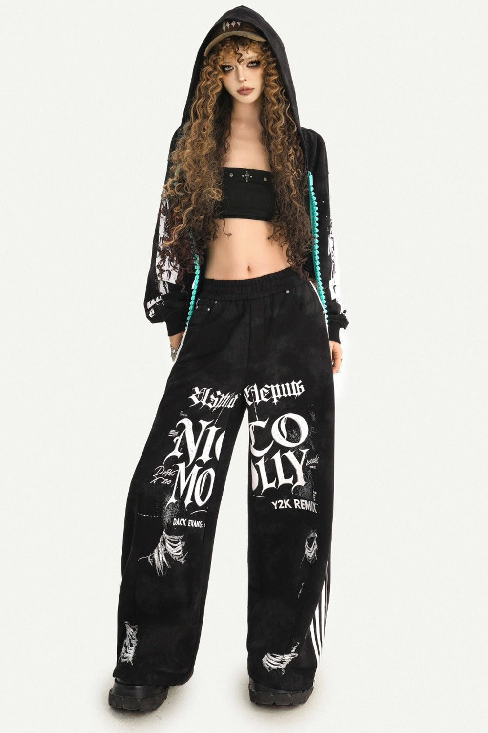 Loose Zip Hoodie Jacket and Sweatpants Set-Up