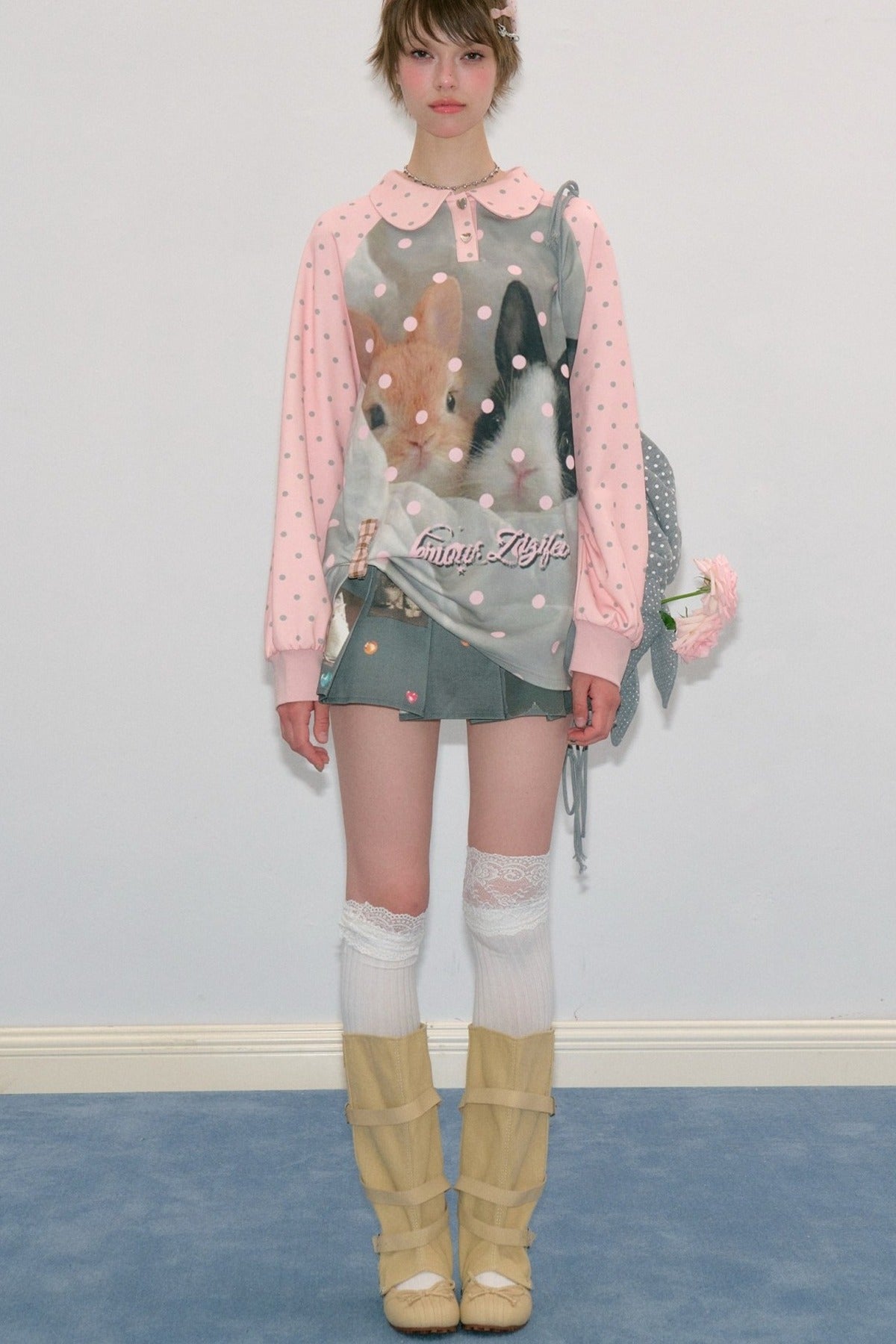 Pink Rabbit Polka Dot Sweatshirt