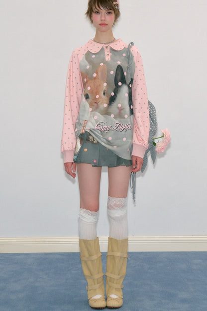 Pink Rabbit Polka Dot Sweatshirt