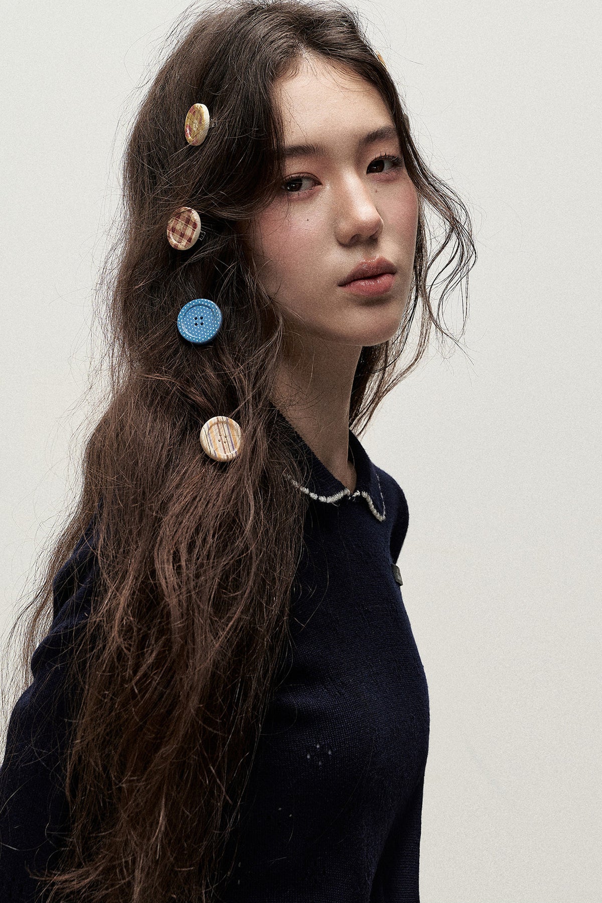 Plaid Polka Dot Button Hairpin