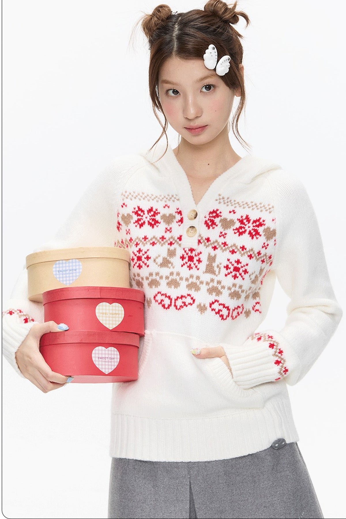 Fair Isle Knit Hoodie