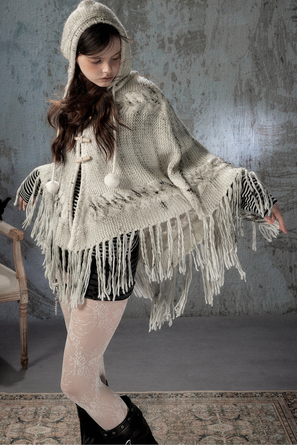 Knitted Hooded Cape
