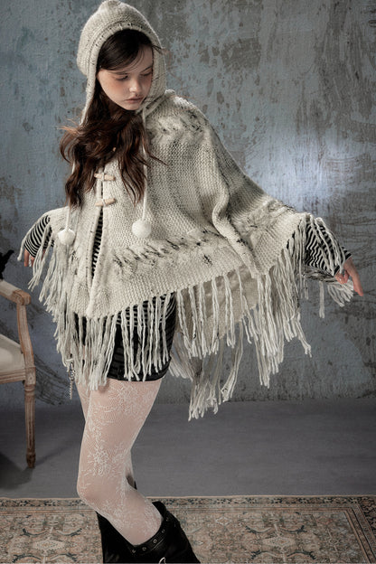 Knitted Hooded Cape