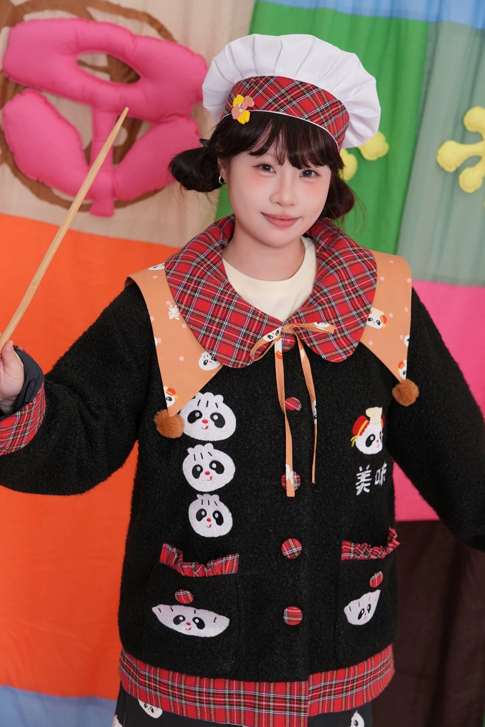 Panda Print Fake Collar