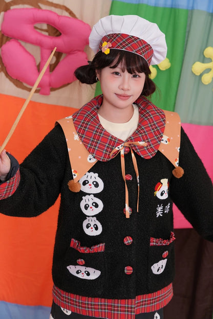 Panda Print Fake Collar