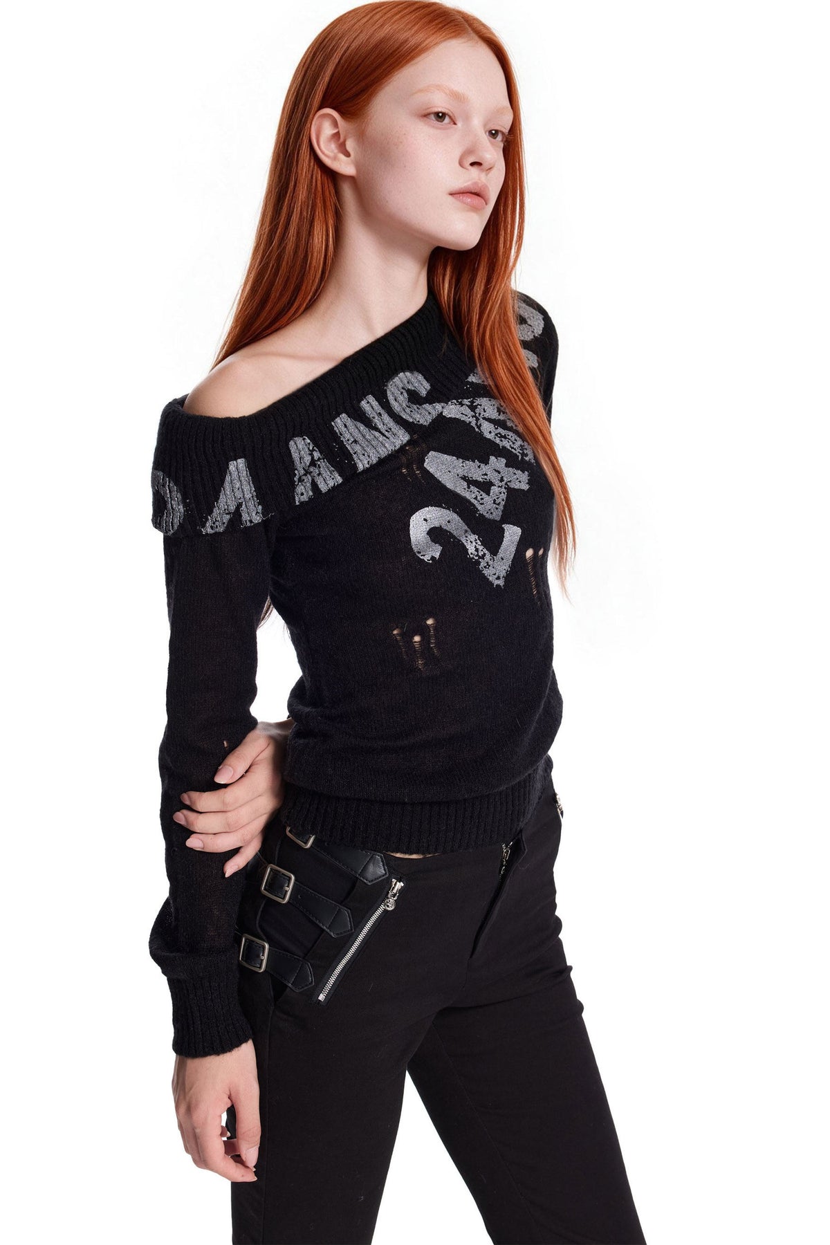 Worn Rubber Print Knit Top