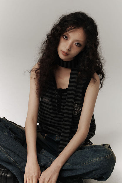 Striped Long-Sleeved T-Shirt Set-Up