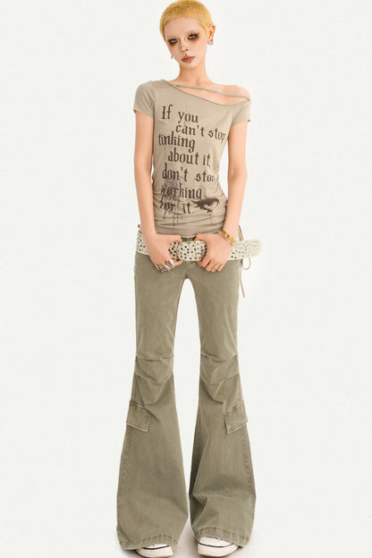 Retro Distressed Flared Denim Pants